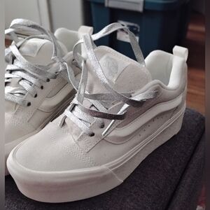 Vans White Sneakers with Silver Accents